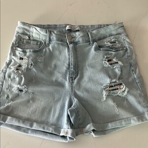 Judy Blue Light Blue Jean Shorts w colored pocket lining 2XL like new!